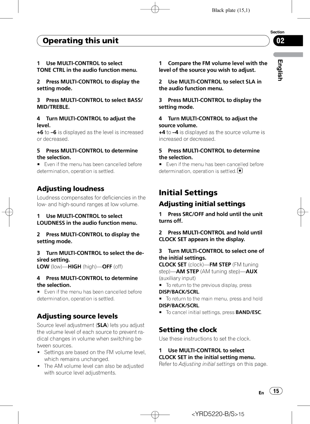 Pioneer DEH-2150UB owner manual Initial Settings, Adjusting loudness, Adjusting source levels, Adjusting initial settings 