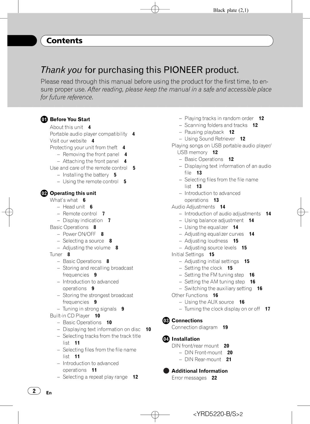 Pioneer DEH-2150UB owner manual Contents, Adjusting loudness, Initial Settings, Using the AUX source 