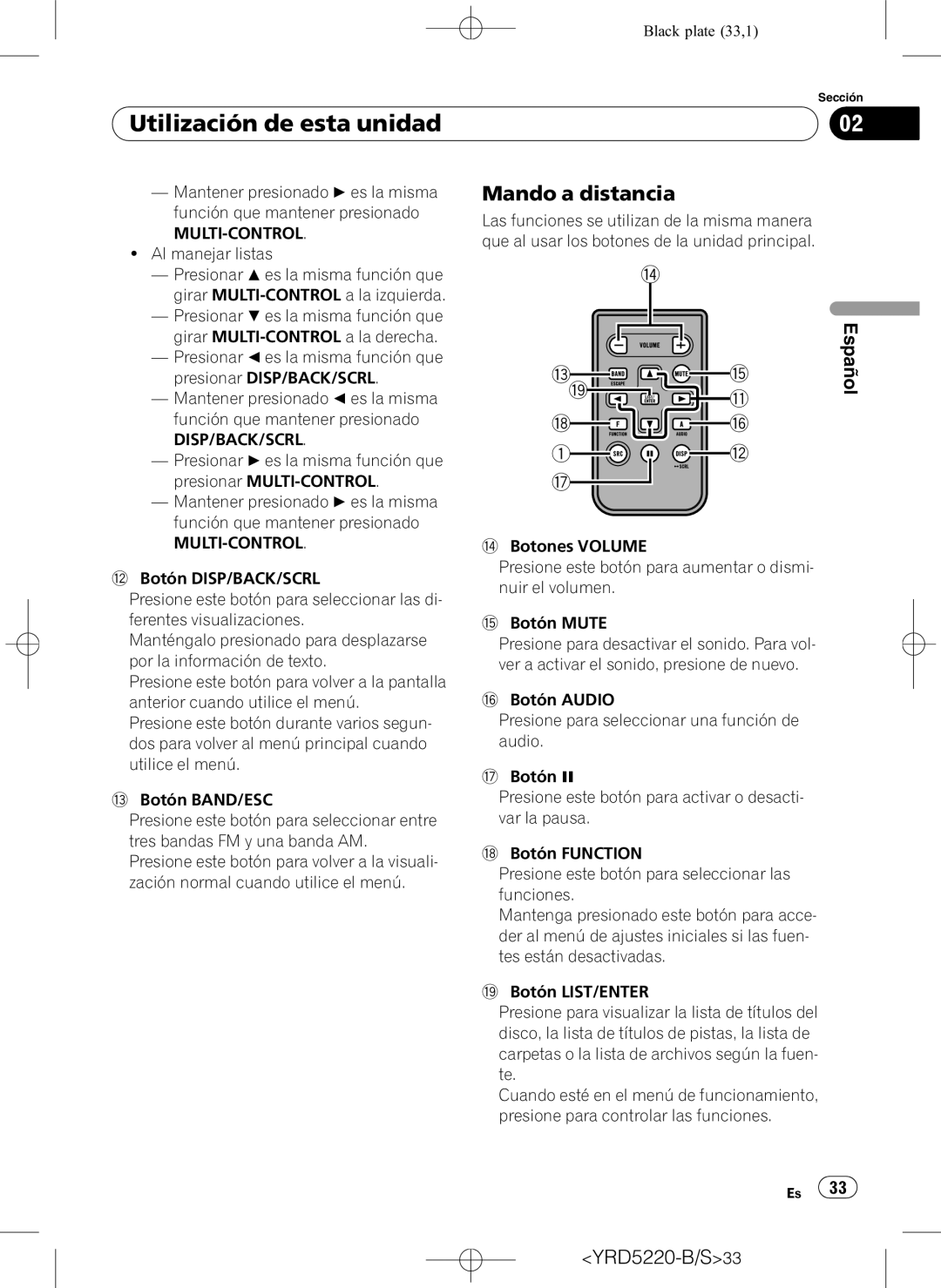 Pioneer DEH-2150UB owner manual Utilización de esta unidad, Mando a distancia 