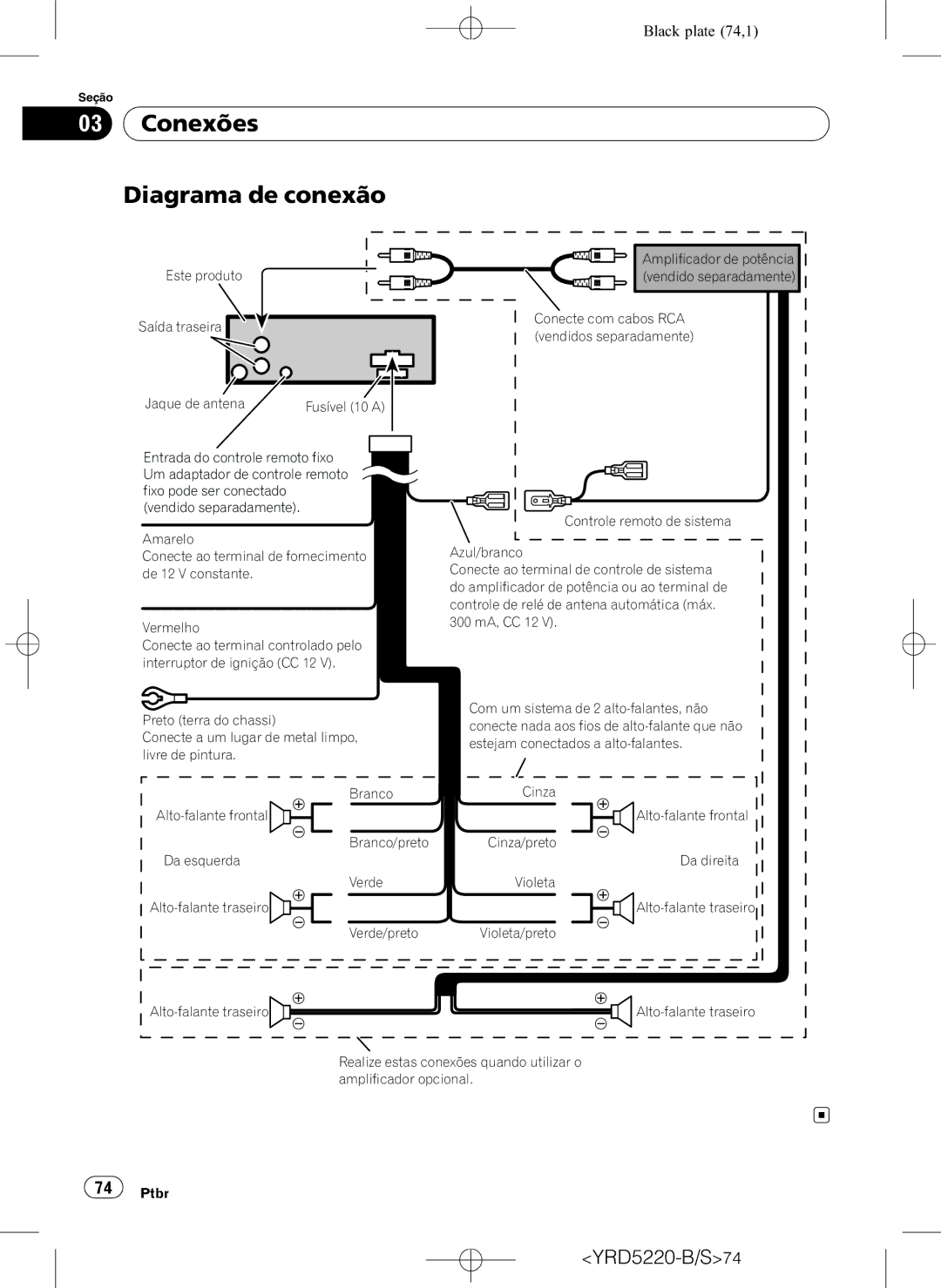 Pioneer DEH-2150UB owner manual Conexões Diagrama de conexão 