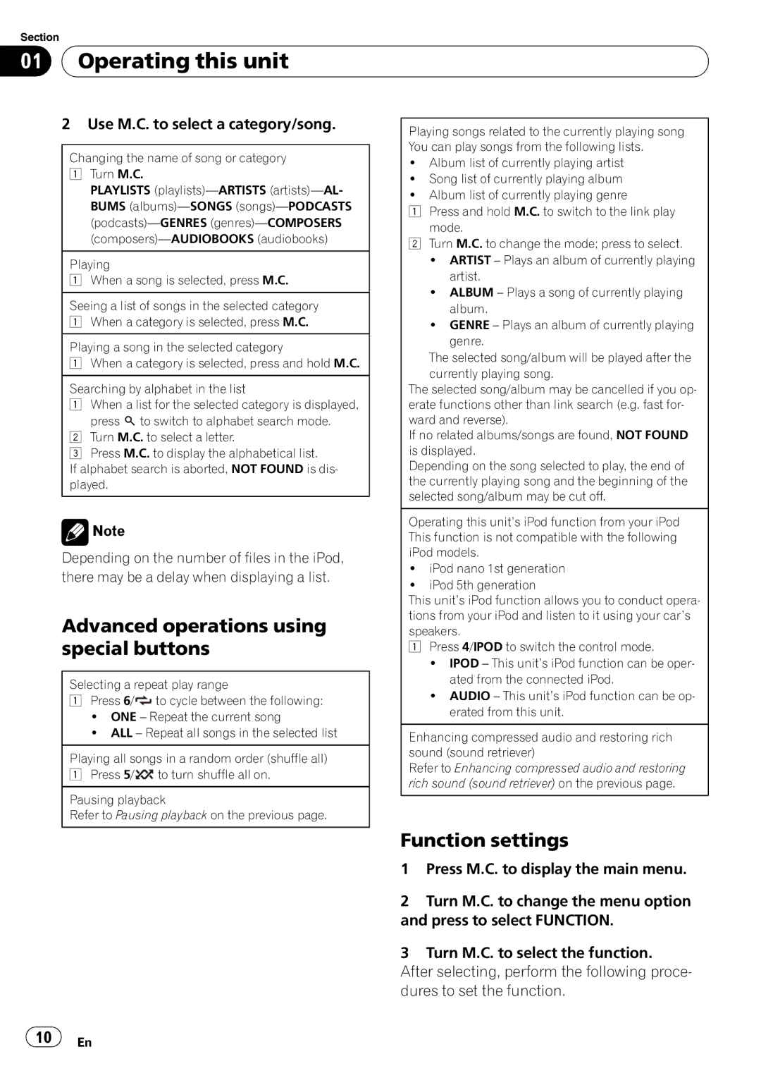 Pioneer DEH-2200UB owner manual Use M.C. to select a category/song, Changing the name of song or category Turn M.C 