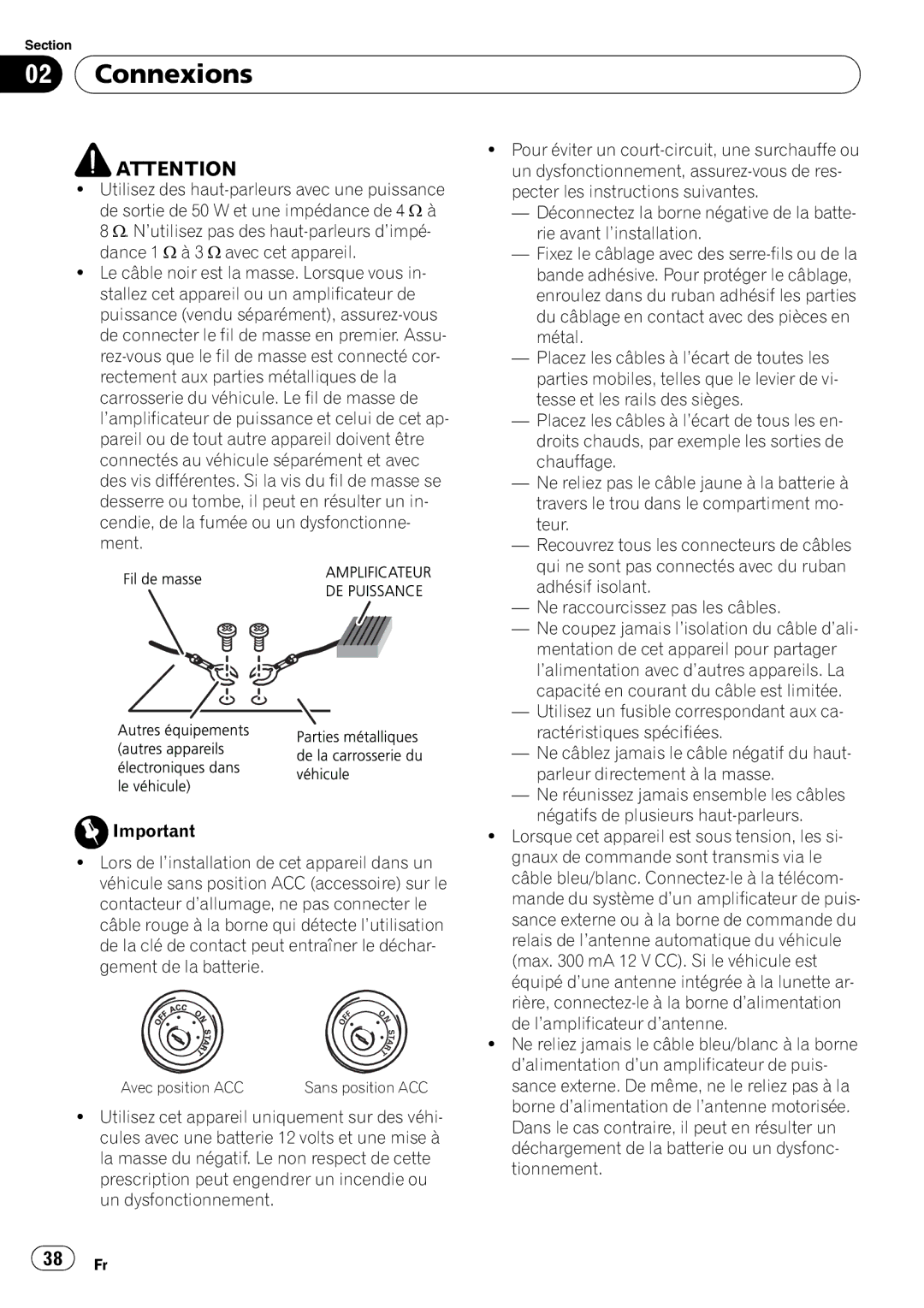 Pioneer DEH-2200UB owner manual Connexions 