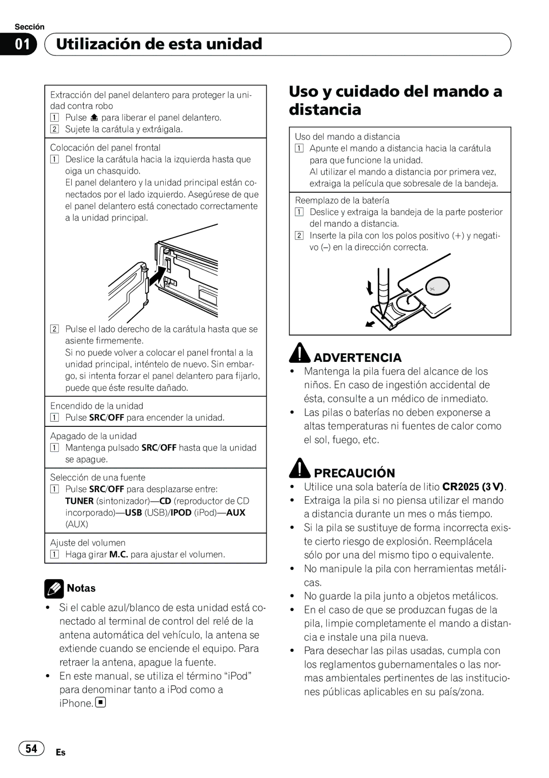 Pioneer DEH-2200UB owner manual Utilización de esta unidad Uso y cuidado del mando a, Distancia 