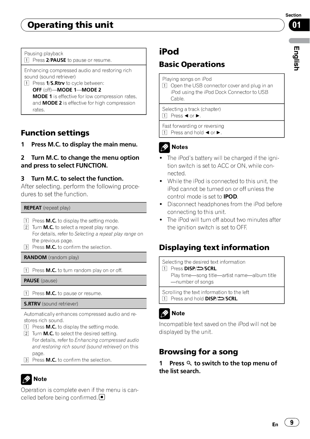 Pioneer DEH-2200UB owner manual IPod, Browsing for a song 