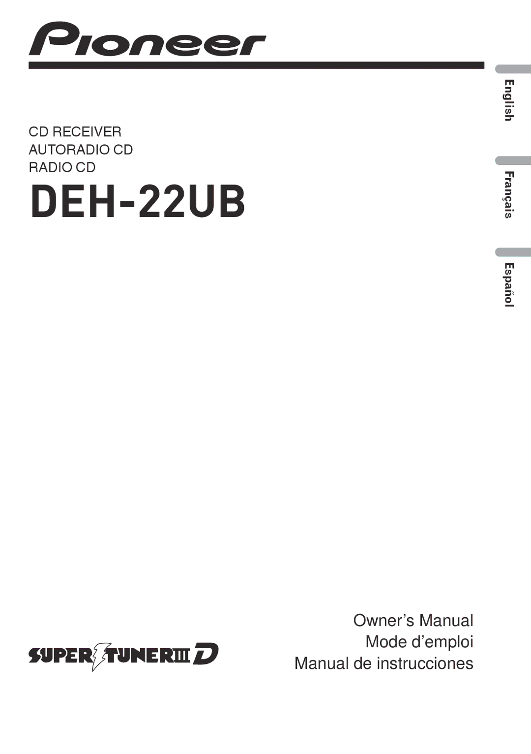 Pioneer DEH-22UB owner manual 