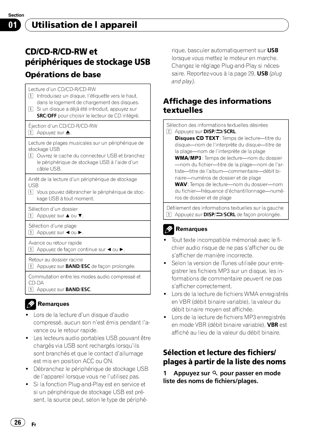 Pioneer DEH-22UB owner manual Utilisation de l’appareil CD/CD-R/CD-RW et, Périphériques de stockage USB, Play 