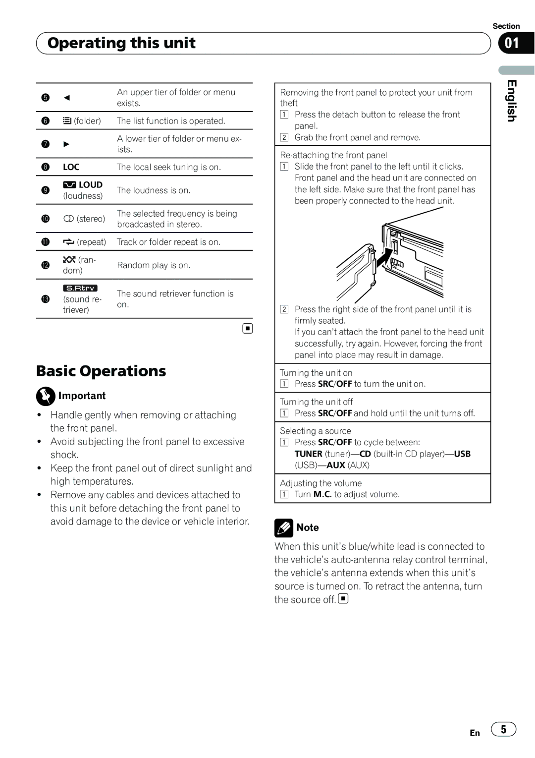 Pioneer DEH-22UB owner manual Operating this unit, Basic Operations, Loc, Loud 