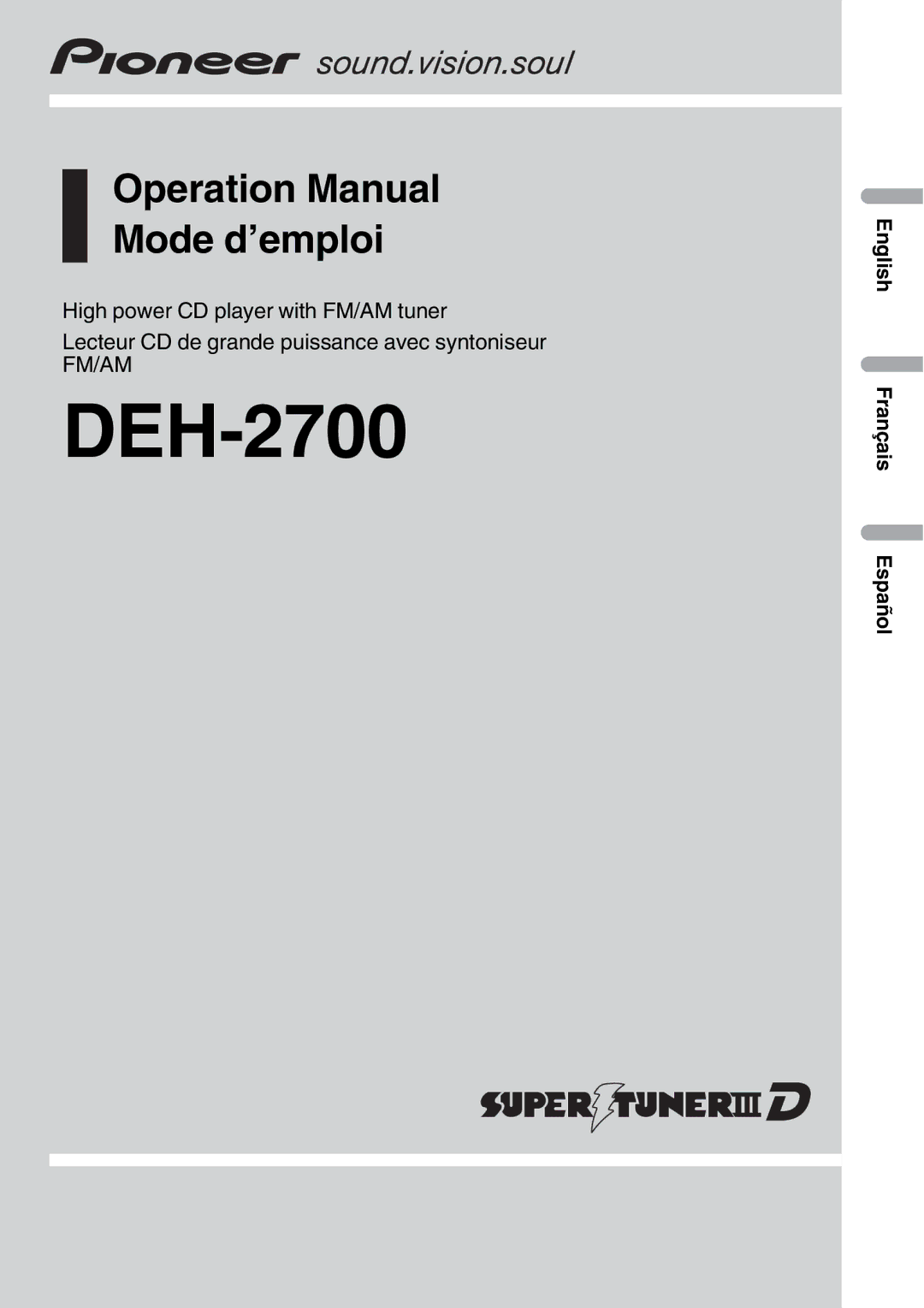 Pioneer DEH-2700 operation manual 