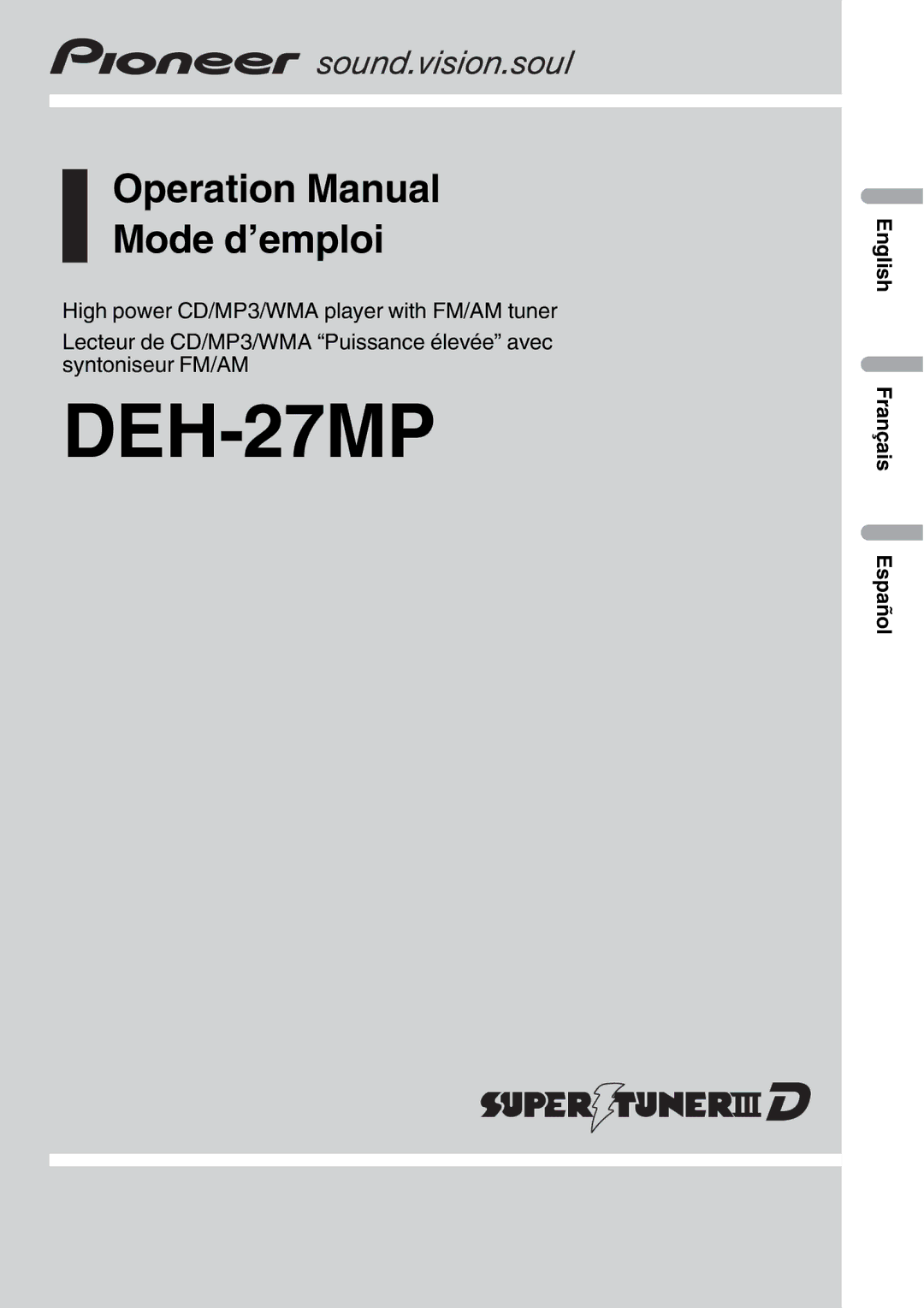 Pioneer DEH-27MP operation manual 