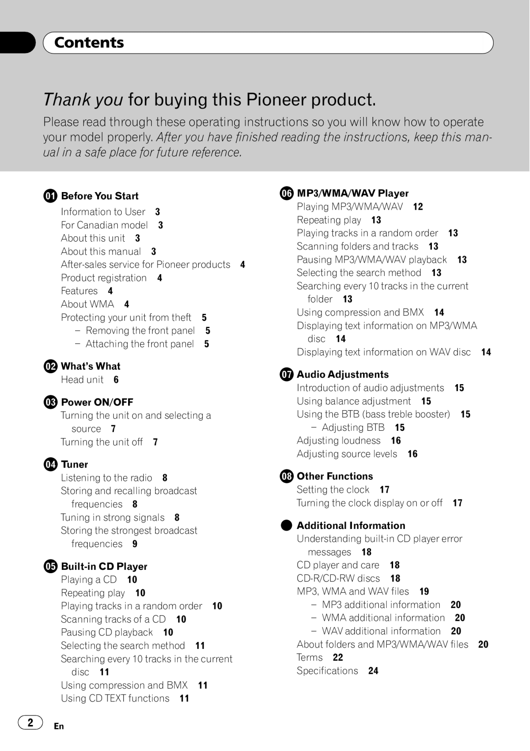 Pioneer DEH-27MP operation manual 