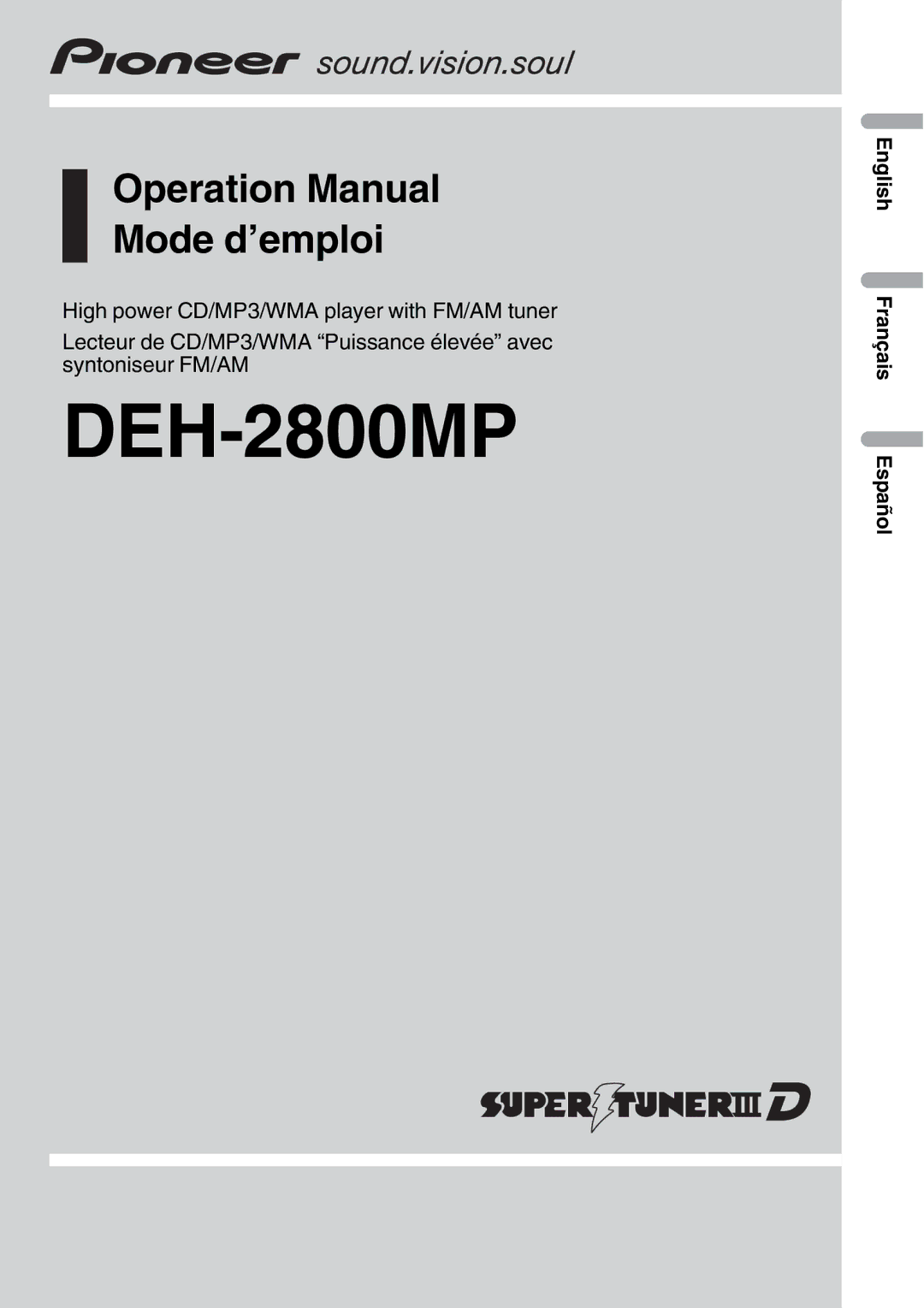 Pioneer DEH-2800MP operation manual 