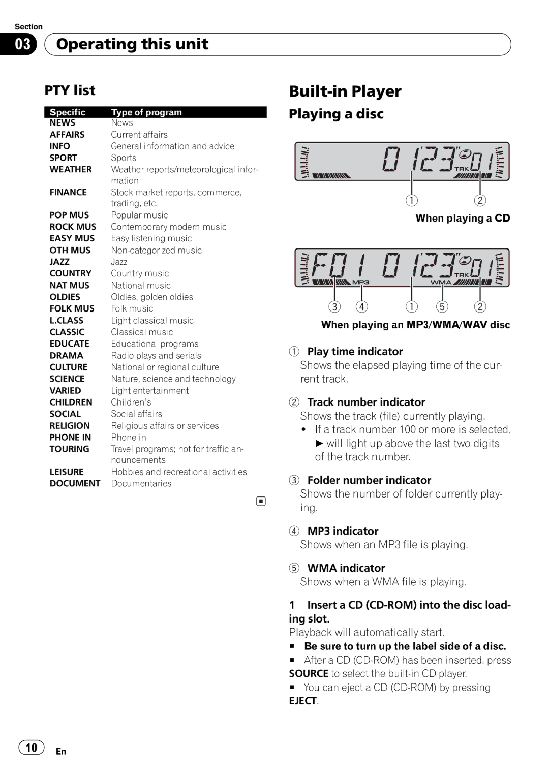 Pioneer DEH-2800MPB operation manual 