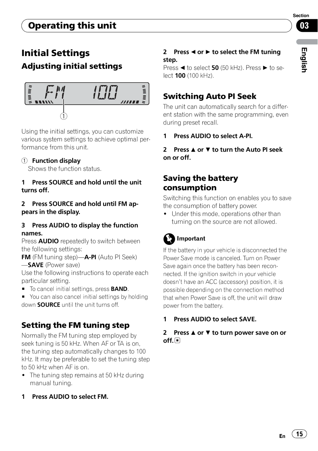 Pioneer DEH-2800MPB operation manual 