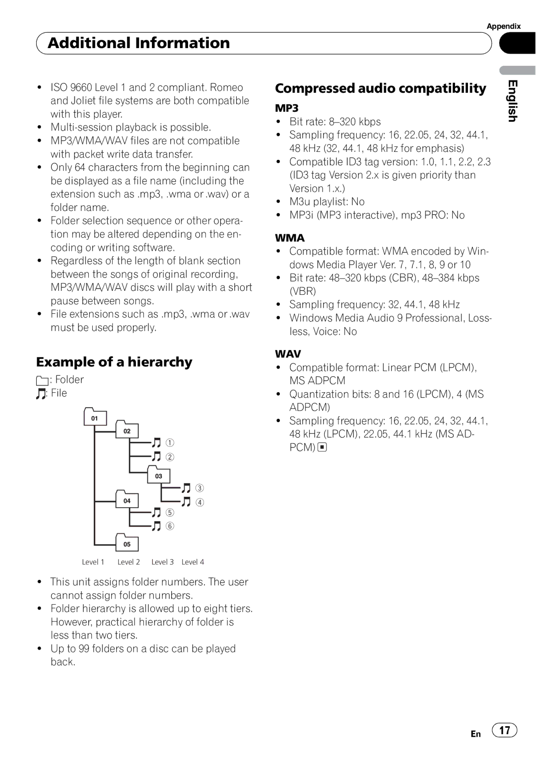 Pioneer DEH-2800MPB operation manual Level Level 2 Level 3 Level 