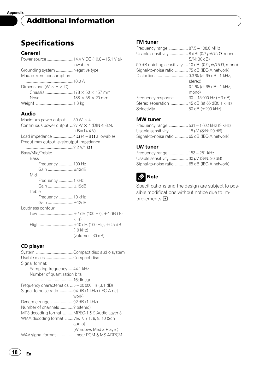 Pioneer DEH-2800MPB operation manual 