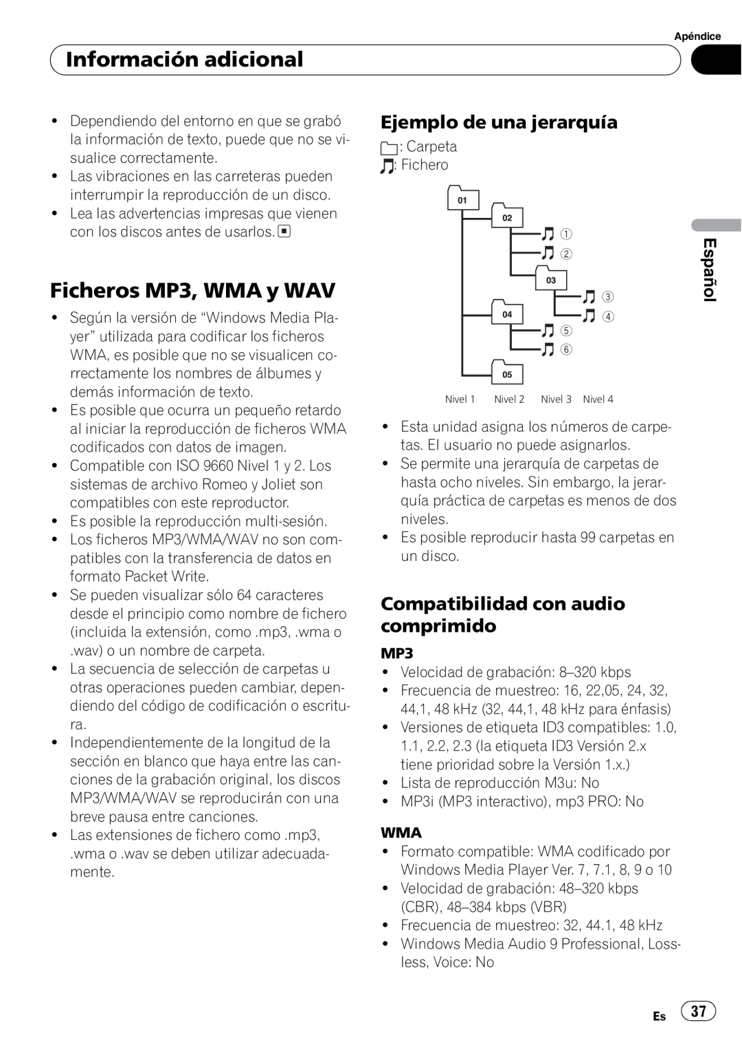 Pioneer DEH-2820MP operation manual 2 +, Nivel 2 Nivel 3 Nivel, + + 