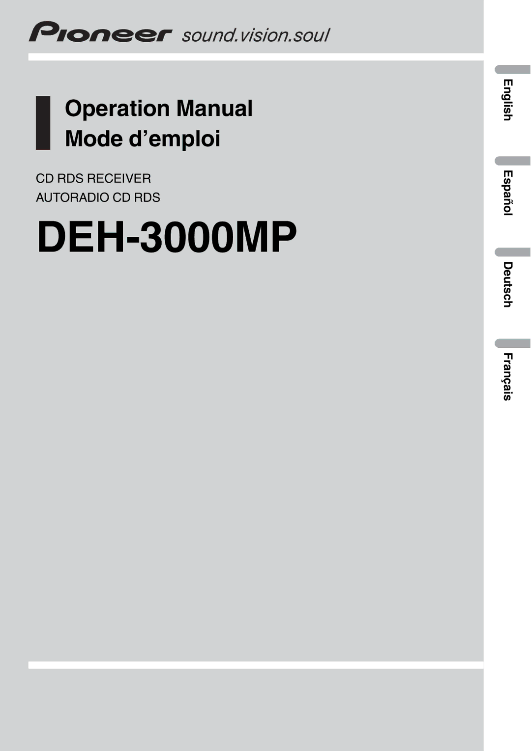 Pioneer DEH-3000MP operation manual 