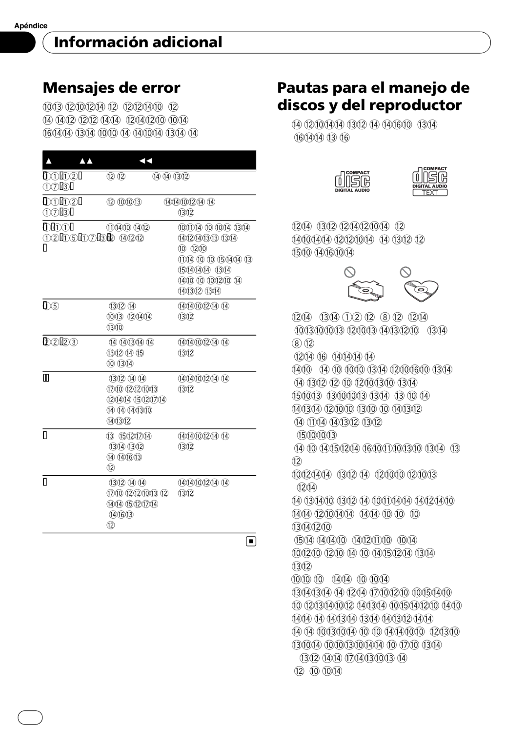 Pioneer DEH-3000MP operation manual Discos y del reproductor, Cuando contacte con su concesionario o con 