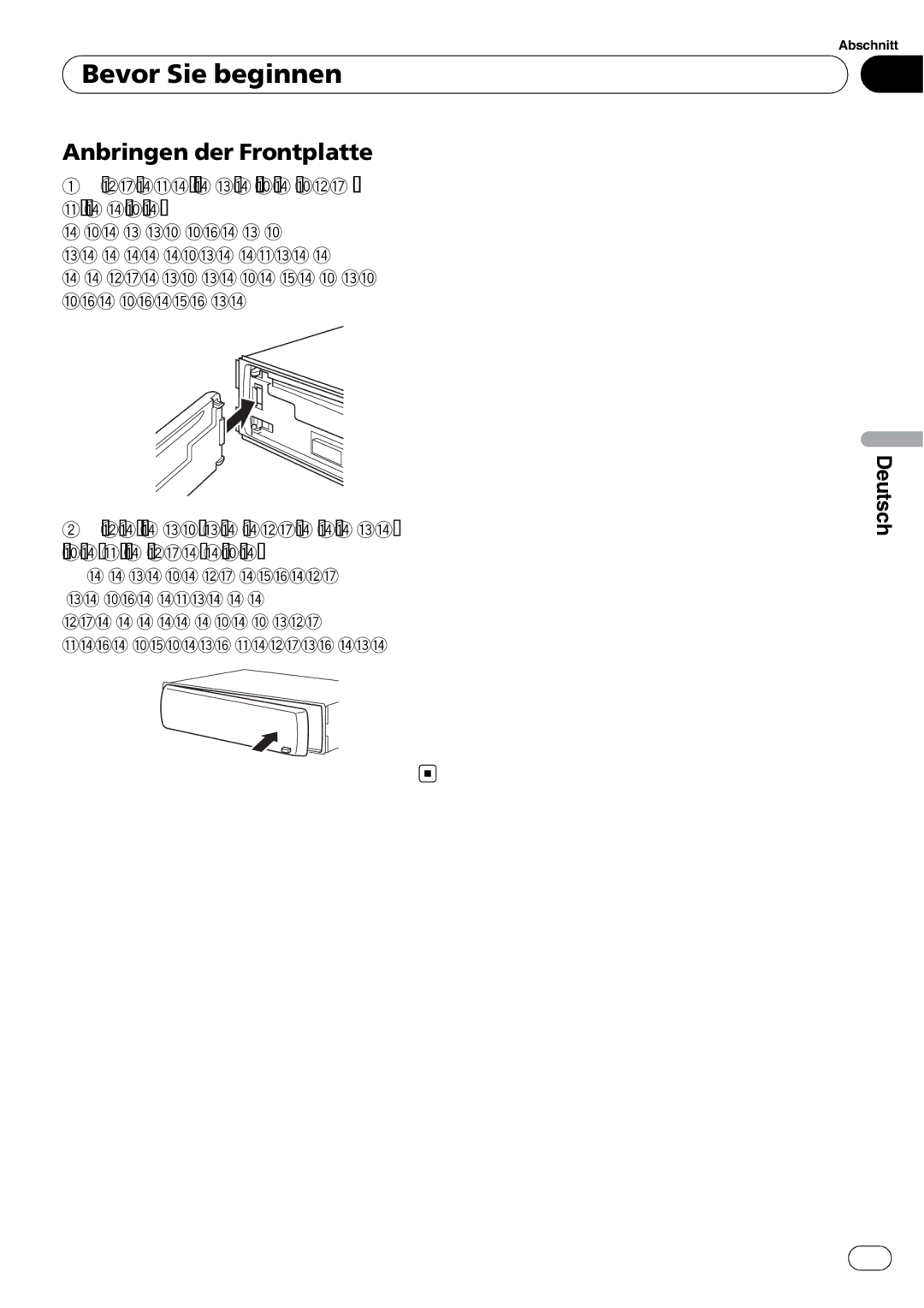 Pioneer DEH-3000MP operation manual Anbringen der Frontplatte 