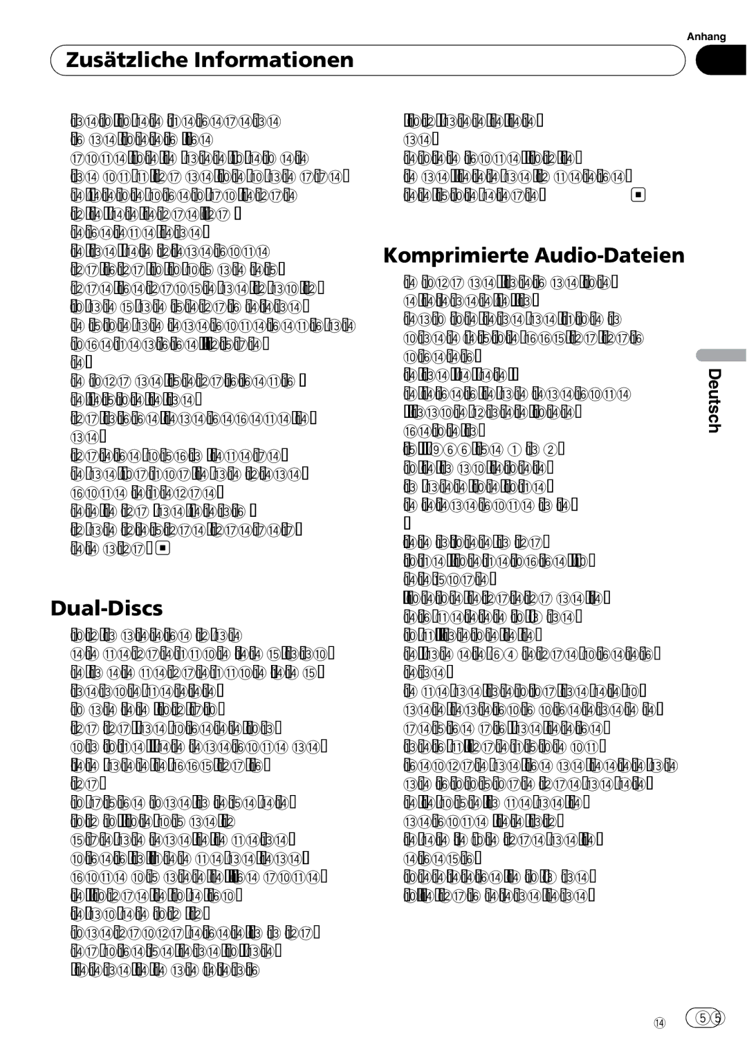 Pioneer DEH-3000MP operation manual Zusätzliche Informationen, Dual-Discs, Komprimierte Audio-Dateien 