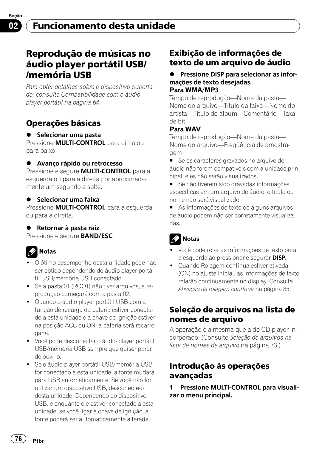 Pioneer DEH-3050UB Exibição de informações de texto de um arquivo de áudio, Cipal, eles não serão visualizados 