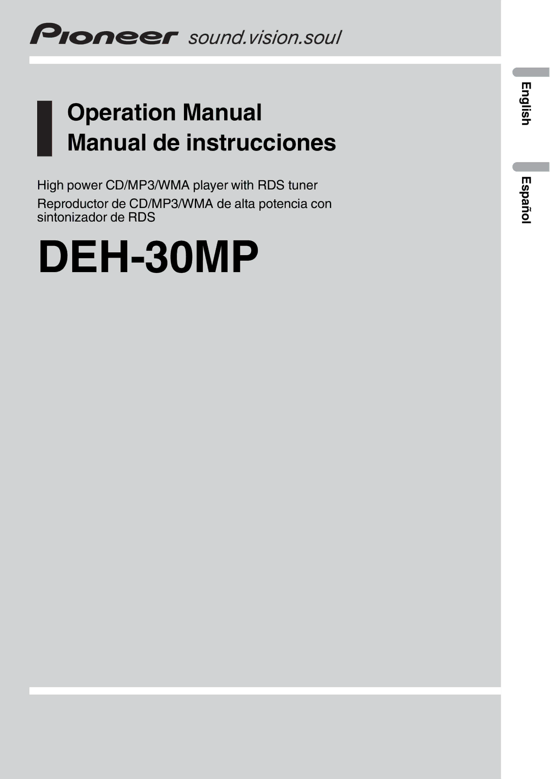 Pioneer DEH-30MP operation manual 