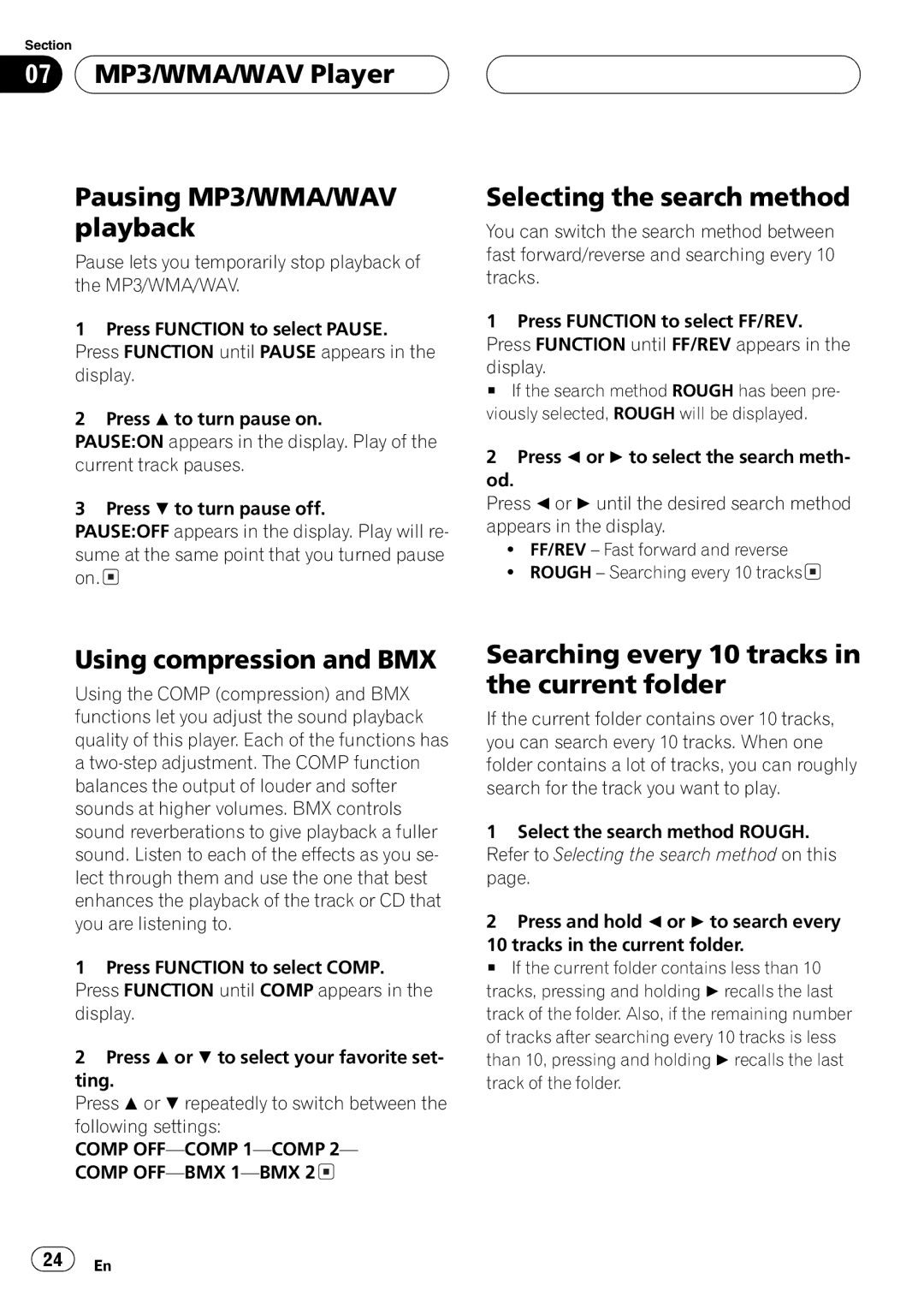 Pioneer DEH-30MP operation manual 