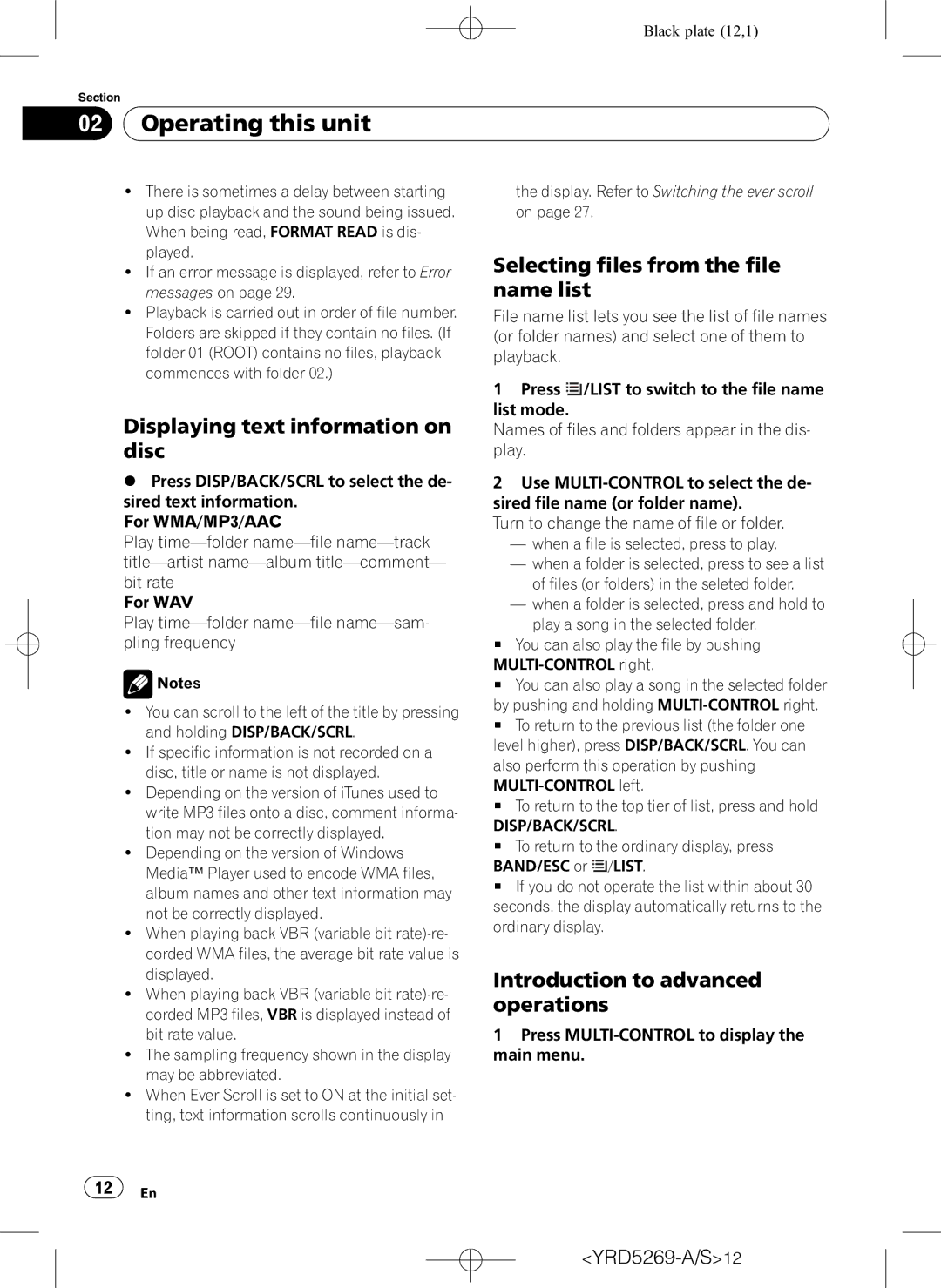 Pioneer DEH-3100UB operation manual Displaying text information on disc, Selecting files from the file name list 