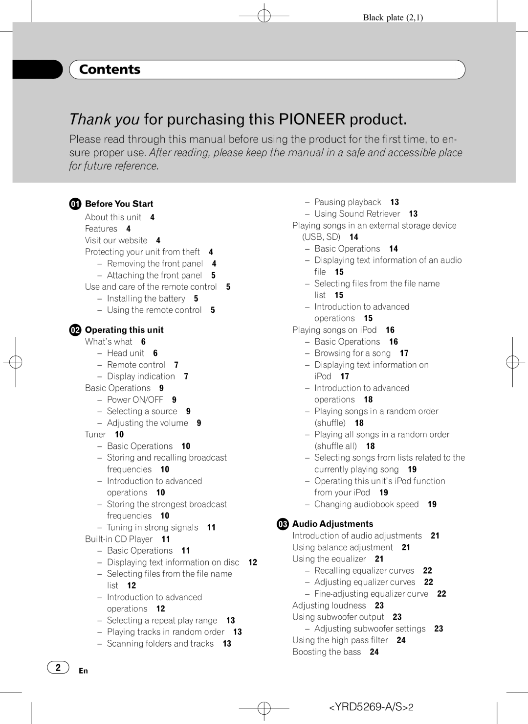 Pioneer DEH-3100UB operation manual Contents, Before You Start About this unit Features, Playing tracks in random order 