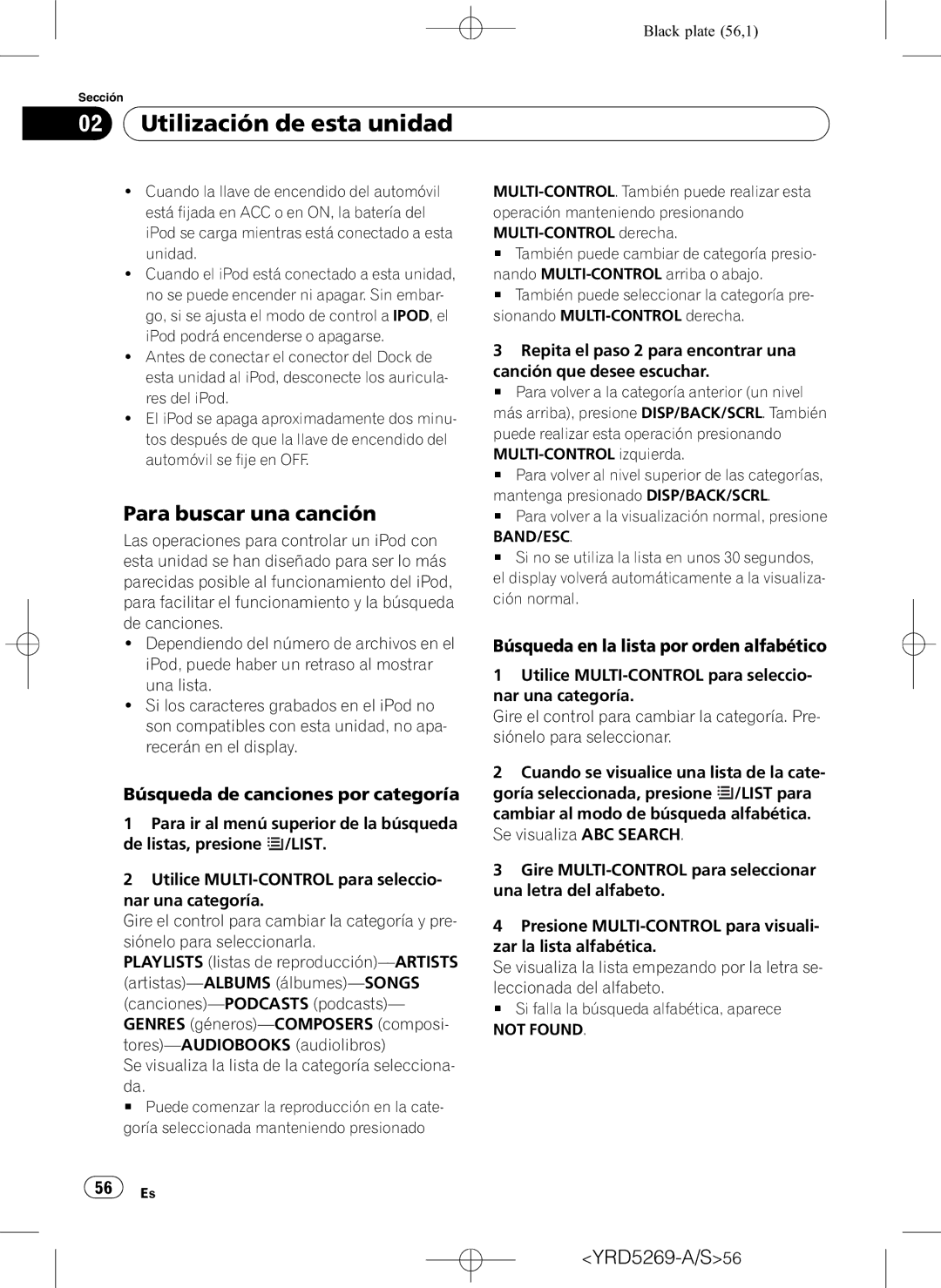 Pioneer DEH-3100UB operation manual Para buscar una canción, Not Found 