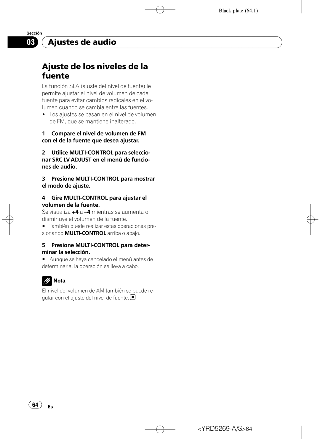 Pioneer DEH-3100UB operation manual Ajustes de audio Ajuste de los niveles de la fuente 