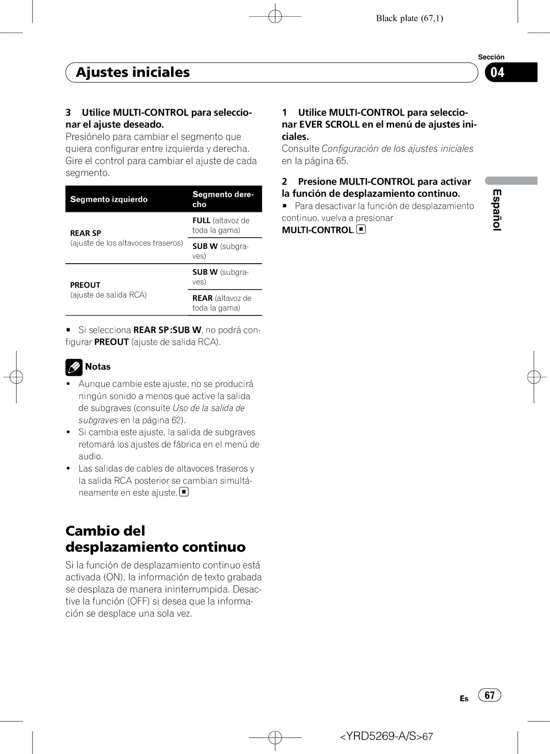 Pioneer DEH-3100UB operation manual Cambio del desplazamiento continuo, La función de desplazamiento continuo 