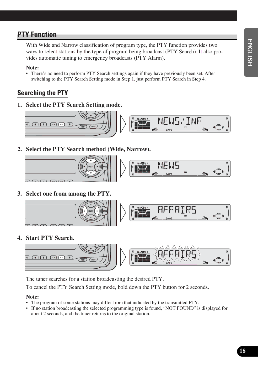 Pioneer DEH-3300R, DEH-3330R operation manual PTY Function, Searching the PTY 