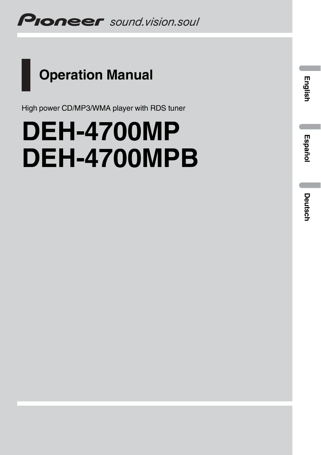 Pioneer DEH-4700MPB operation manual 