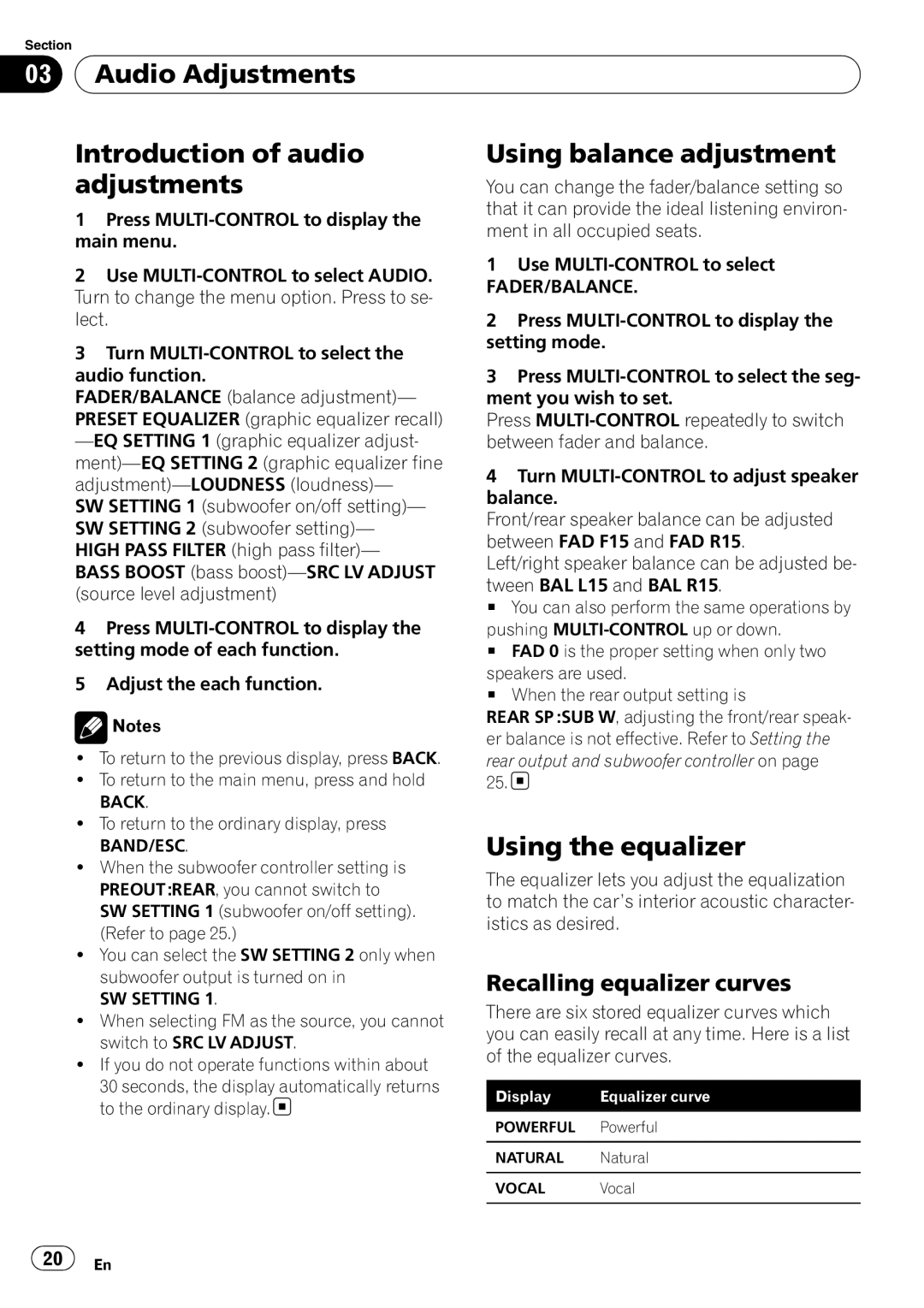 Pioneer DEH-5000UB, DEH-4000UB operation manual Using the equalizer, Recalling equalizer curves 