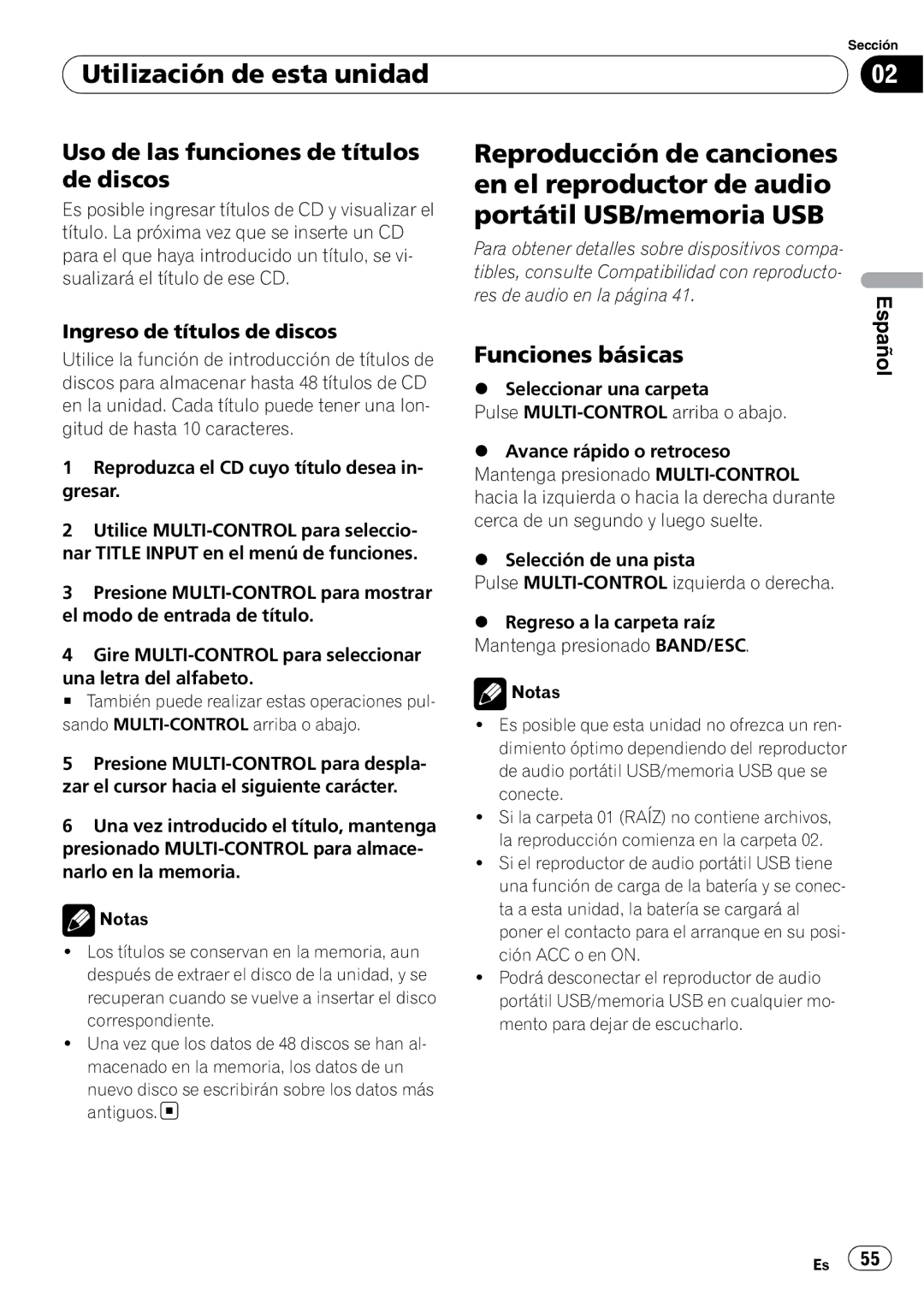 Pioneer DEH-50UB operation manual Uso de las funciones de títulos de discos, Ingreso de títulos de discos 