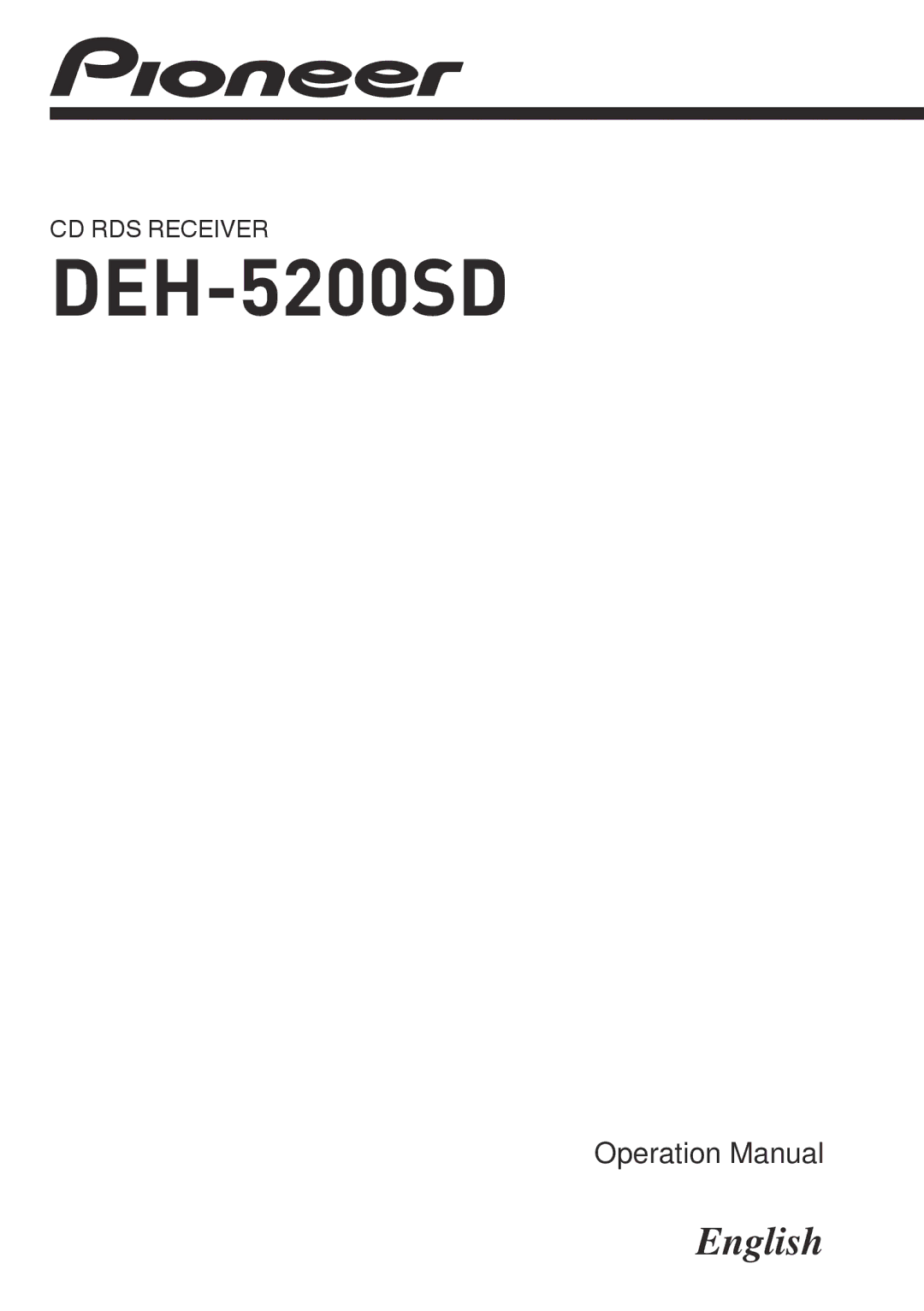 Pioneer DEH-5200SD operation manual 