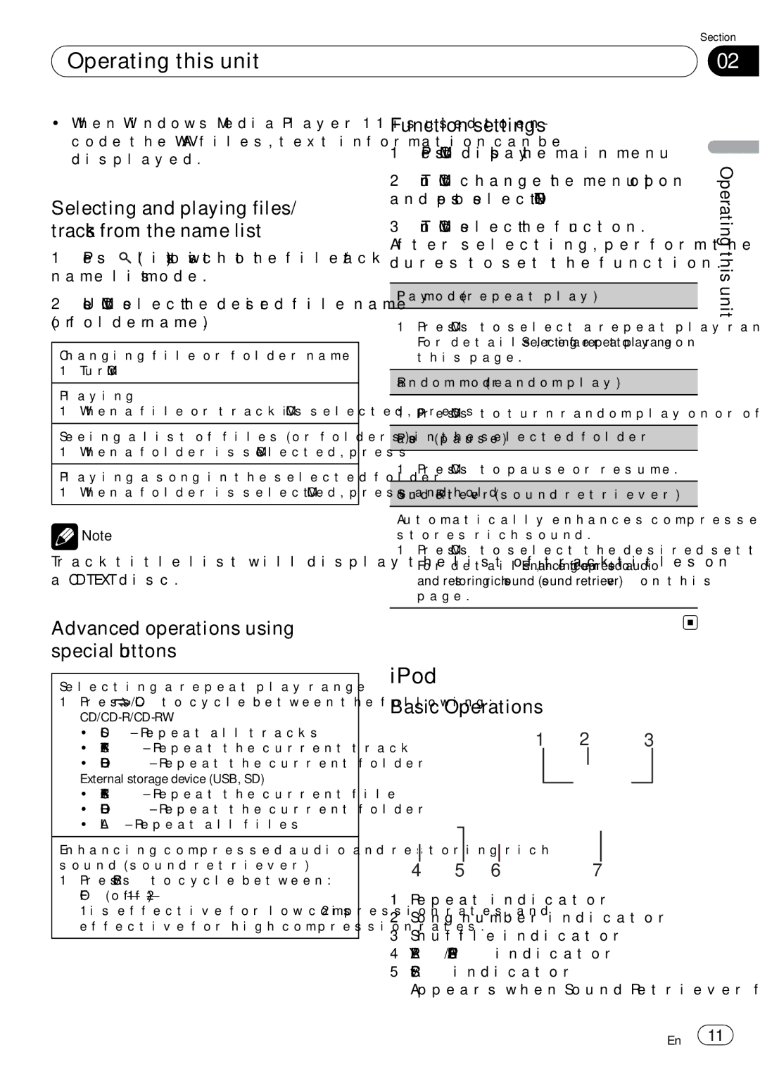 Pioneer DEH-5200SD operation manual IPod, Selecting and playing files/ tracks from the name list 