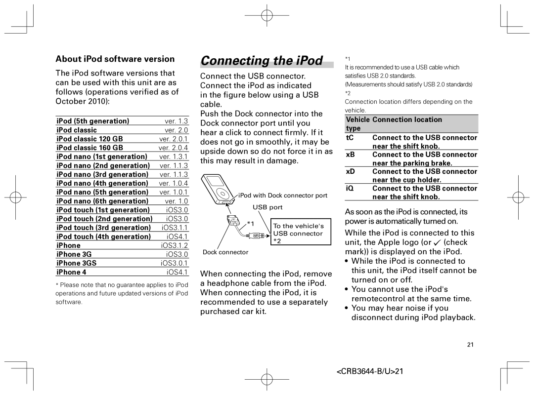 Pioneer DEH-8018ZT owner manual Connecting the iPod, About iPod software version 