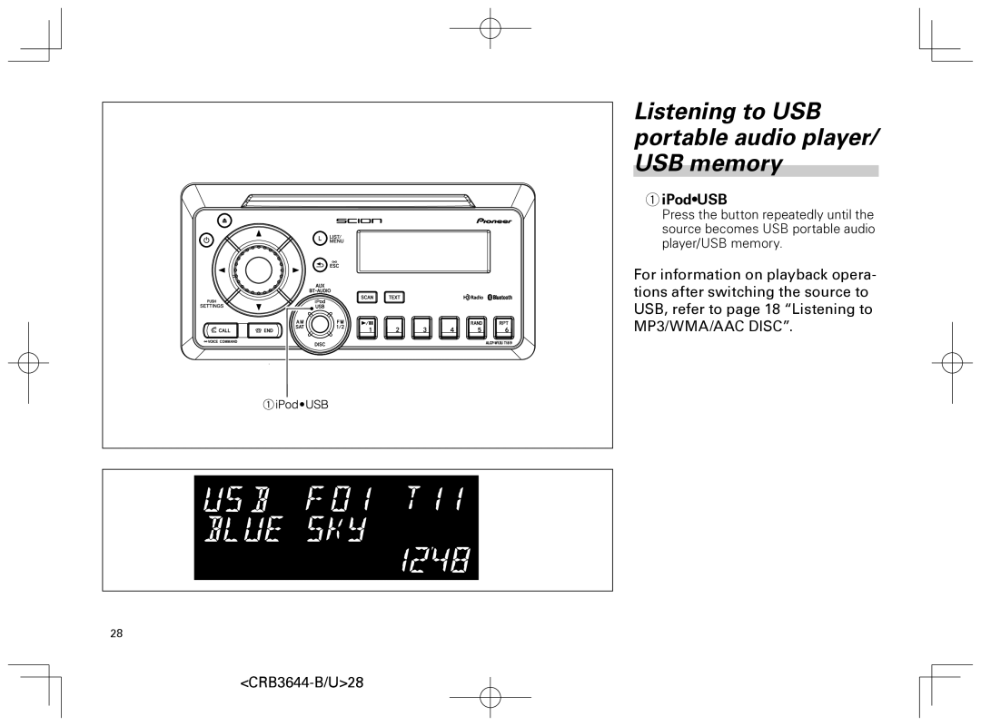 Pioneer DEH-8018ZT owner manual Listening to USB portable audio player/ USB memory, IPodUSB 