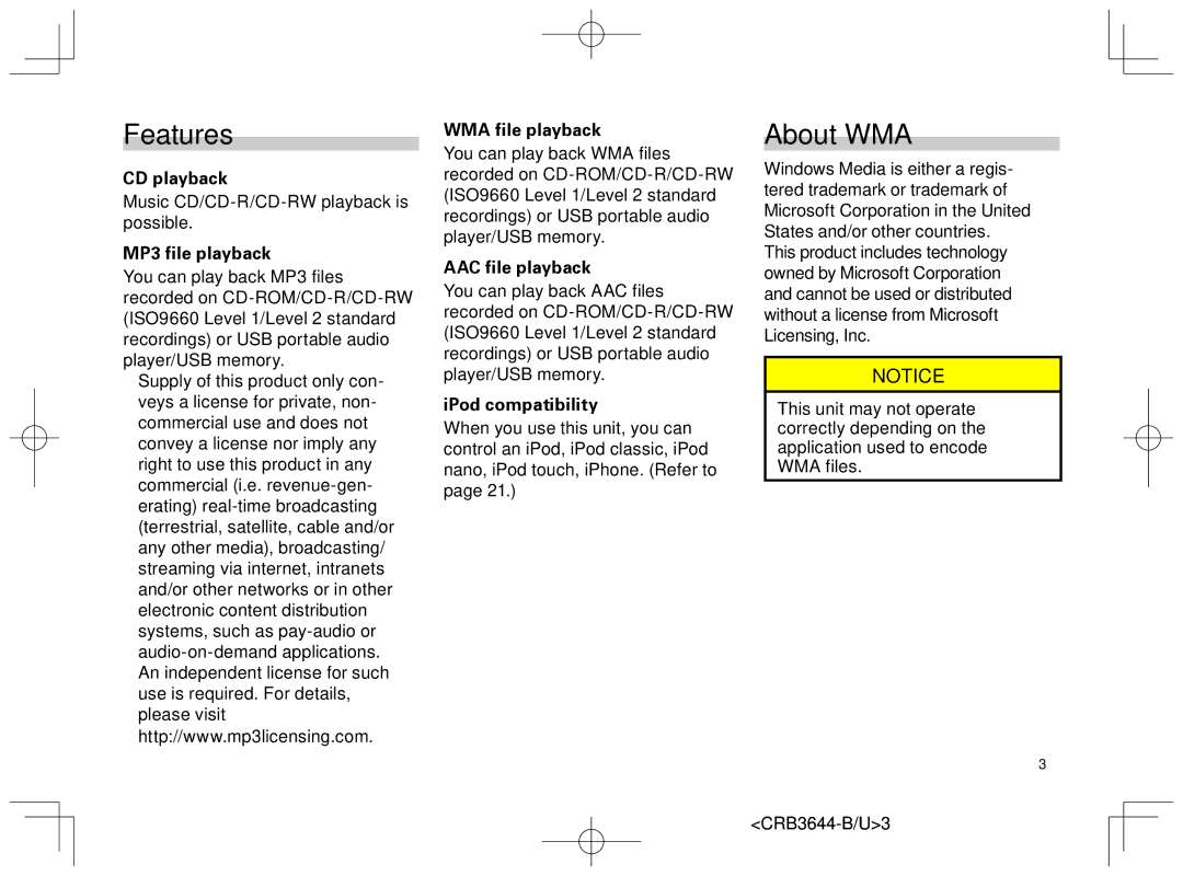 Pioneer DEH-8018ZT owner manual Features, About WMA 