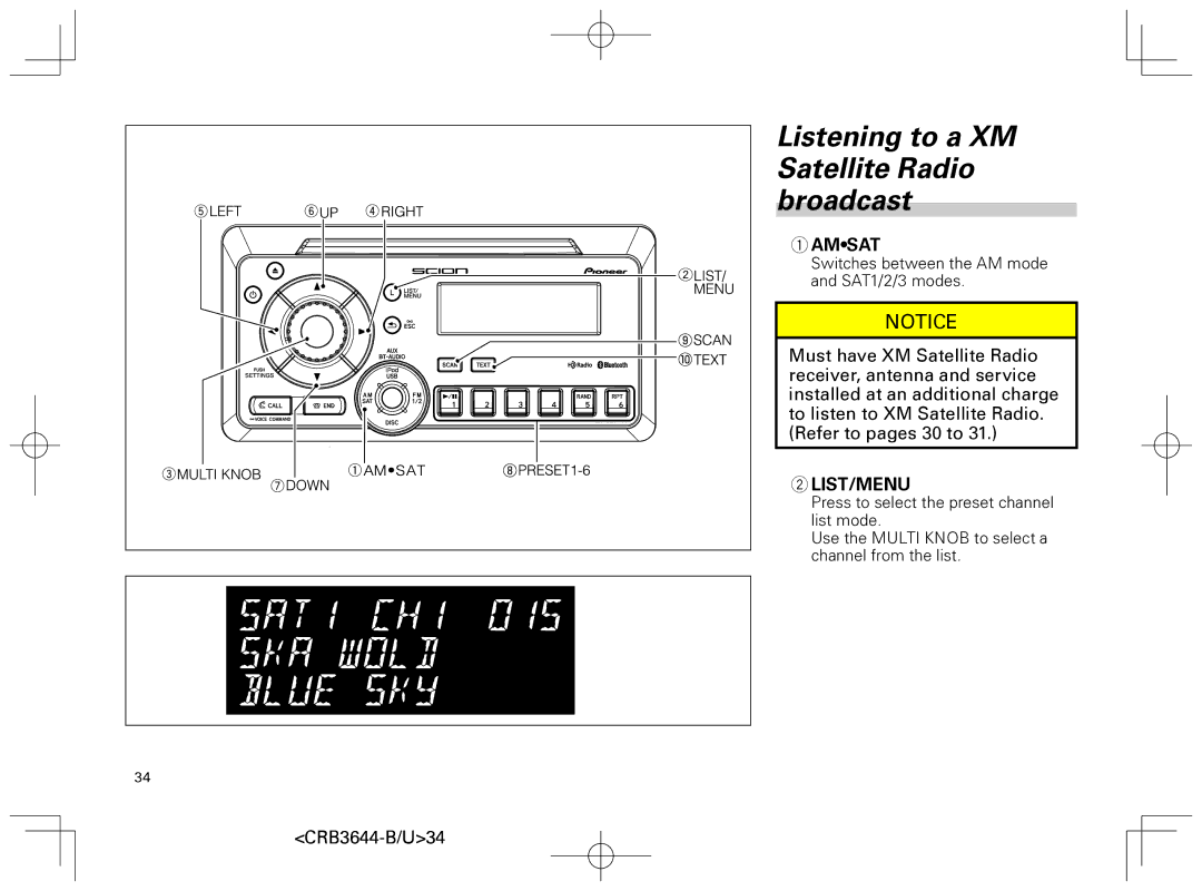 Pioneer DEH-8018ZT owner manual Listening to a XM Satellite Radio broadcast, Amsat 