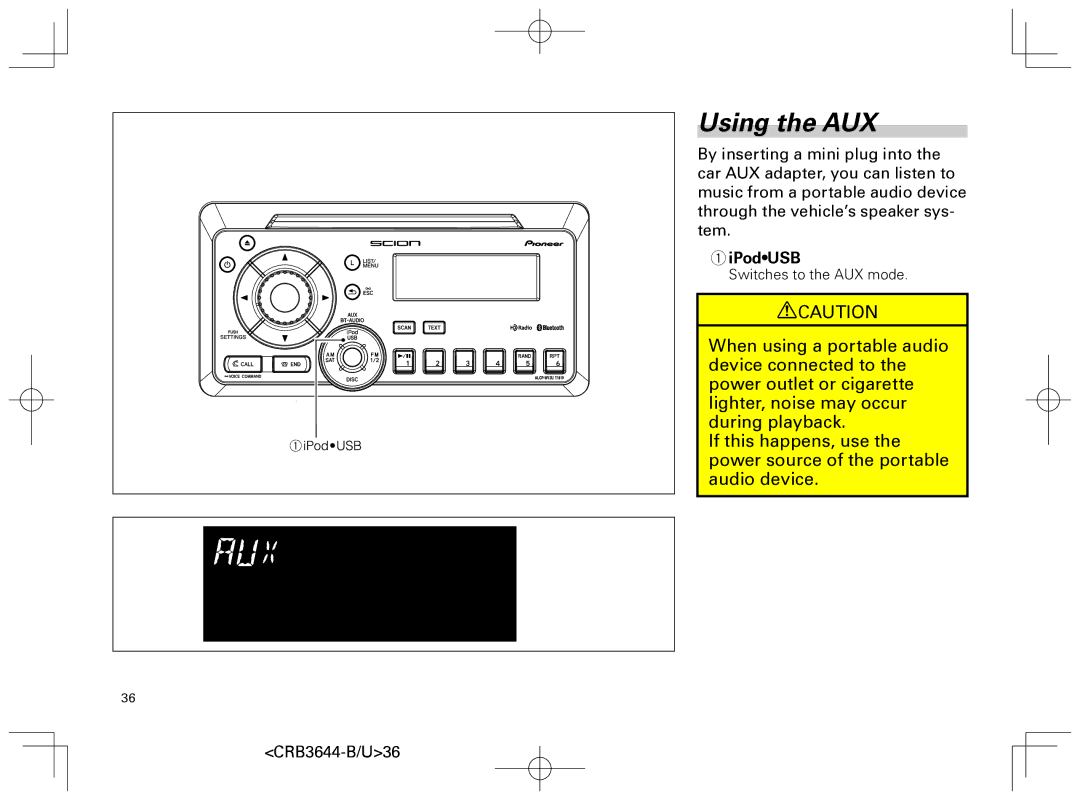 Pioneer DEH-8018ZT owner manual Using the AUX, IPodUSB 