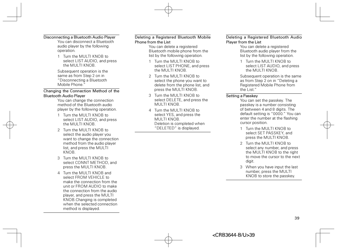 Pioneer DEH-8018ZT owner manual CRB3644-B/U39 