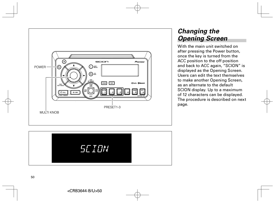 Pioneer DEH-8018ZT owner manual Changing Opening Screen 