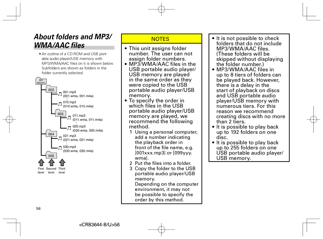 Pioneer DEH-8018ZT owner manual About folders and MP3/ WMA/AAC files, 002 