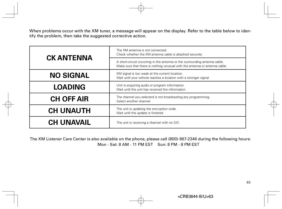 Pioneer DEH-8018ZT owner manual No Signal 