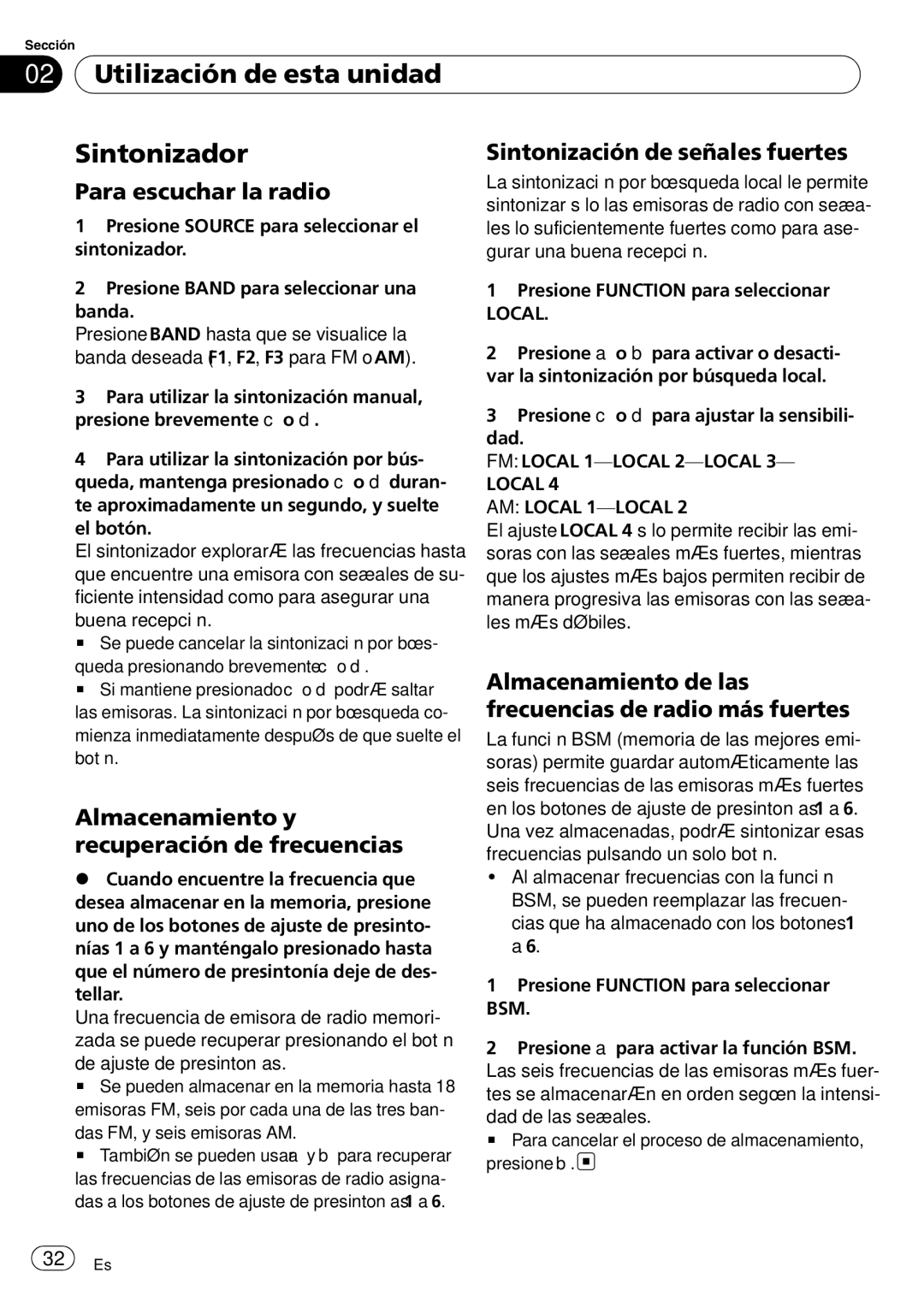 Pioneer DEH-9 operation manual Utilización de esta unidad Sintonizador 