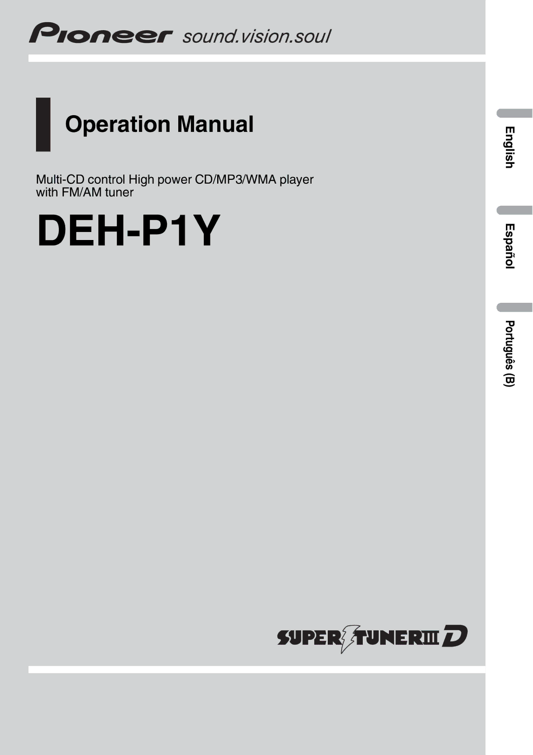 Pioneer DEH-P1Y operation manual 