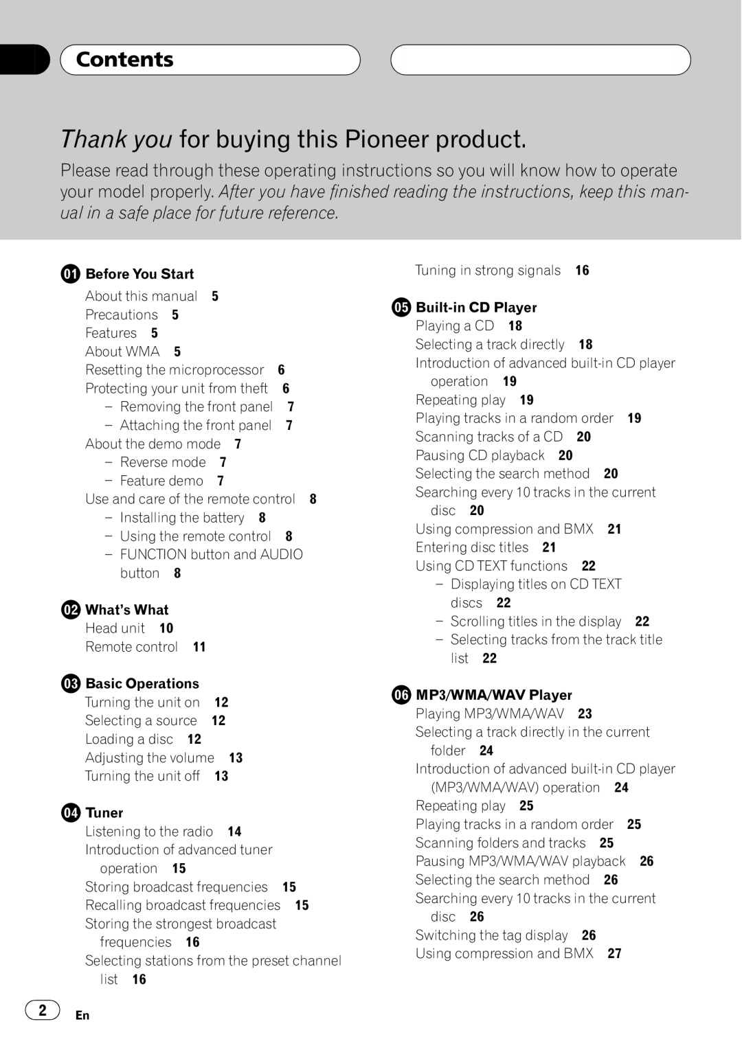 Pioneer DEH-P1Y operation manual 